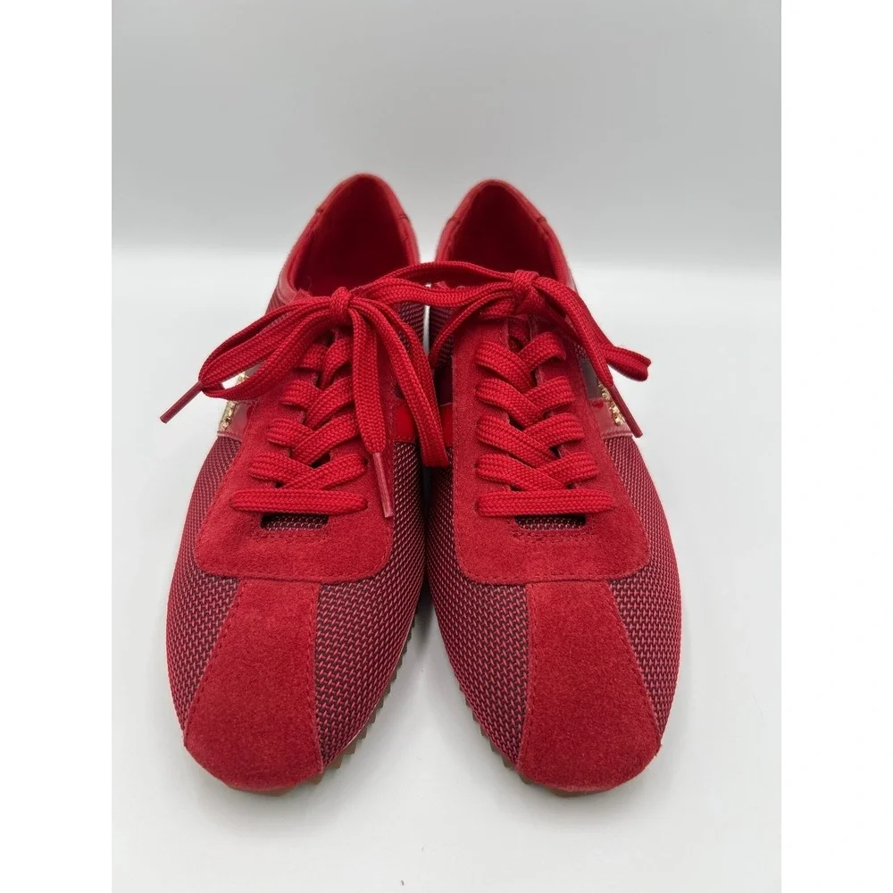Coach Ivy Red Mesh Suede Patent Leather Low Top Sneakers Womens 6.5 B A00994